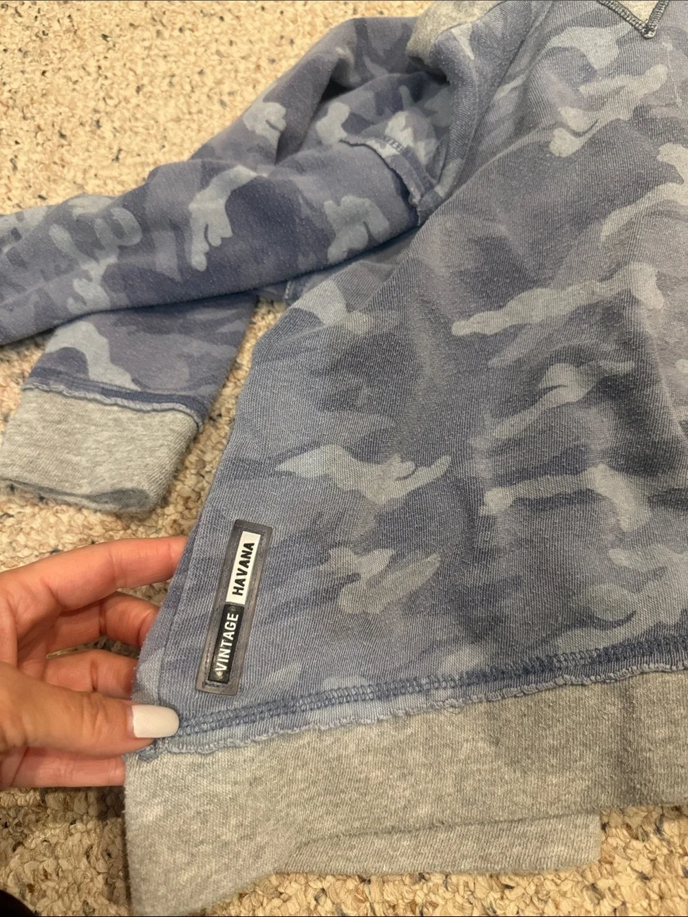 Vintage Havana Kids Hooded Pajama Set in Grey Blue Camo
